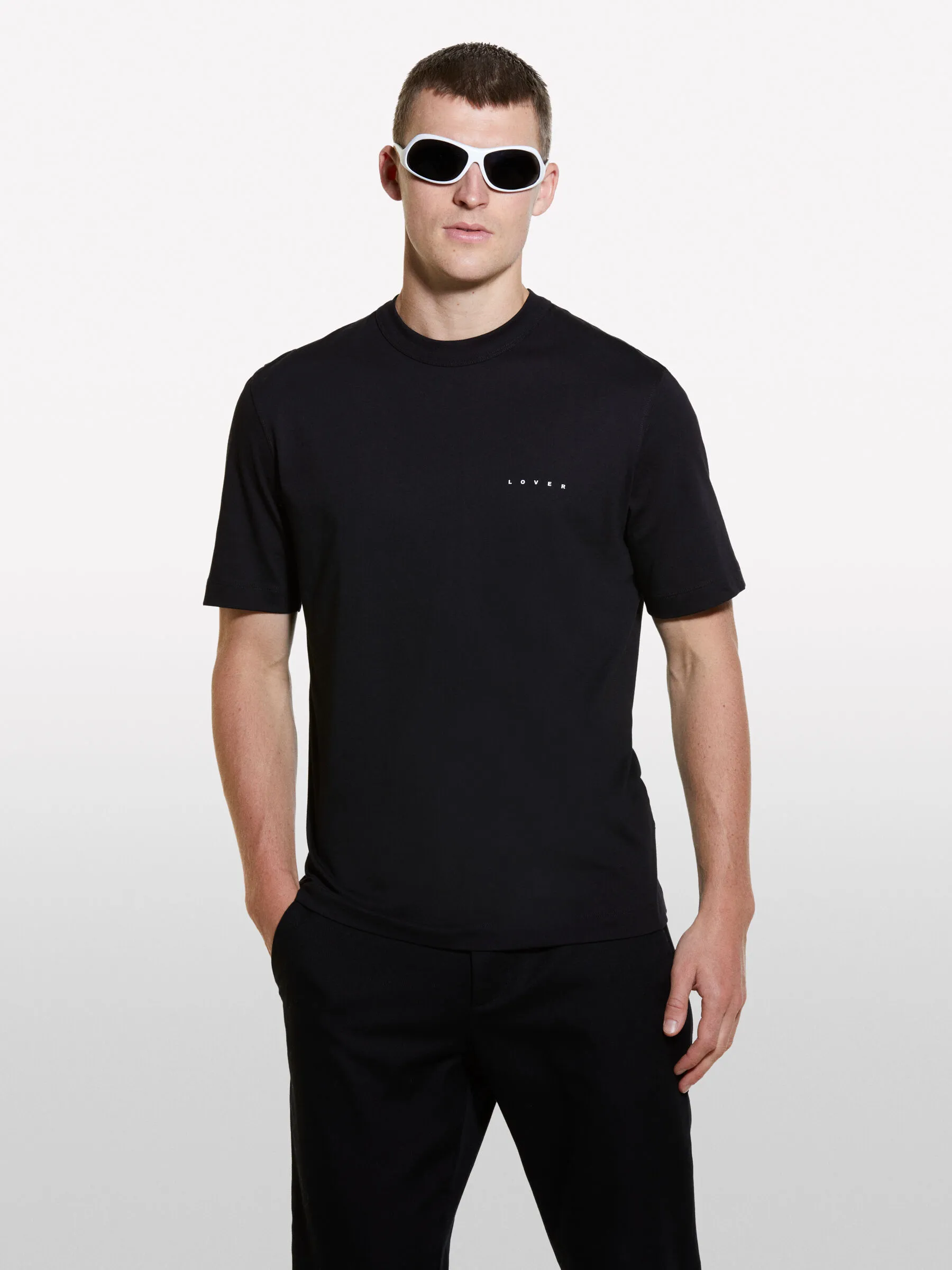 T-shirt nera con stampa lettering 100% cotone bio