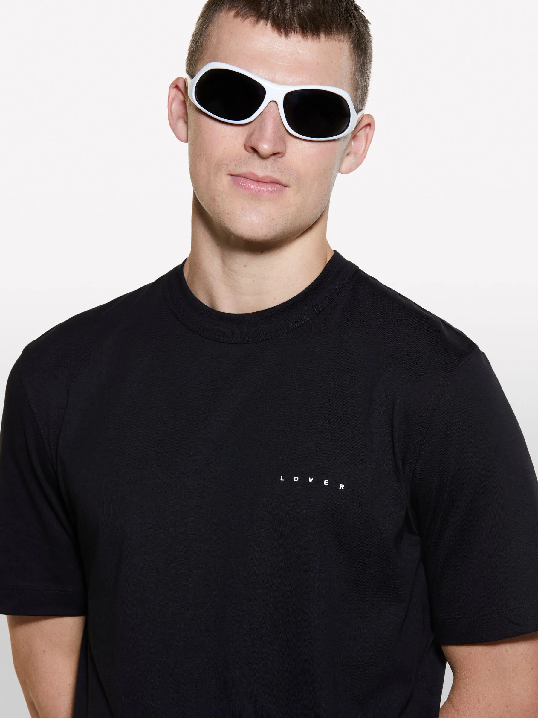 T-shirt nera con stampa lettering 100% cotone bio