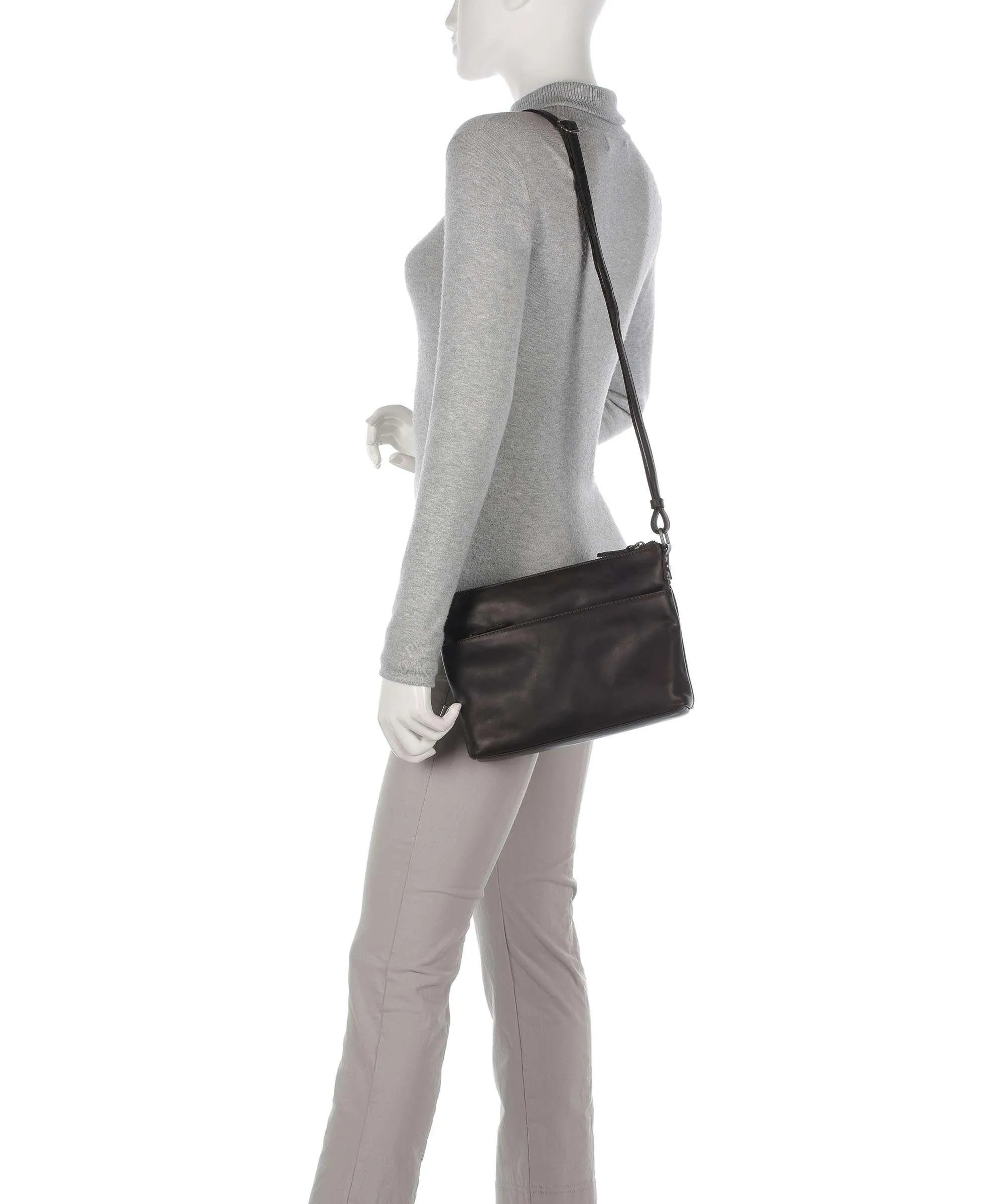  The Chesterfield Brand Durban Borsa a tracolla pelle di vacchetta pull-up marrone scuro  