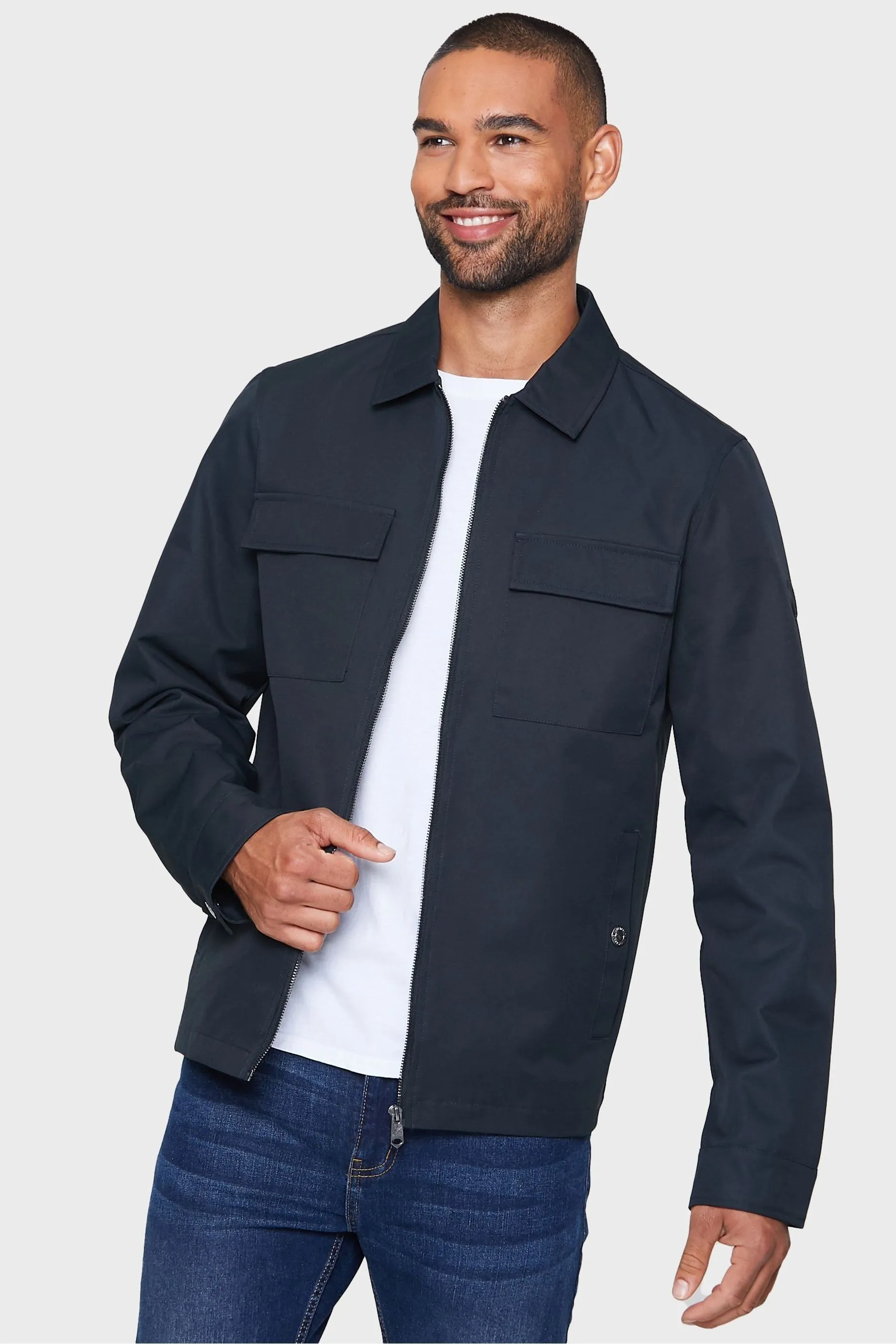 Threadbare - Giacca stile camicia leggera impermeabile con zip