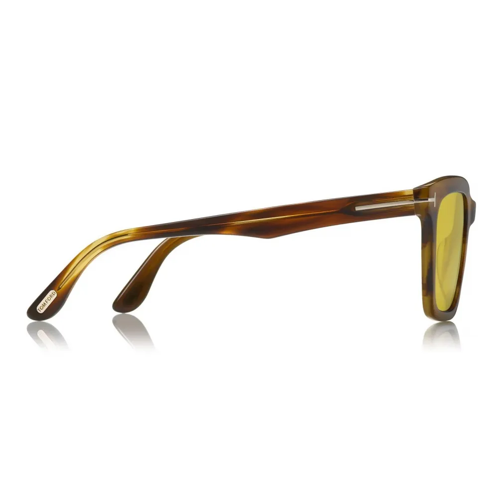 Tom Ford - Fausto Sunglasses - Occhiali da Sole in Acetato Rettangolari - FT0646 - Marrone - Tom Ford Eyewear