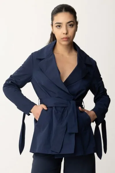 Trench corto con cintura Blu Notte
