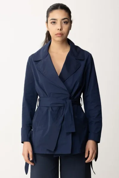 Trench corto con cintura Blu Notte