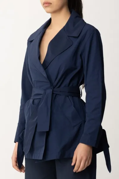 Trench corto con cintura Blu Notte