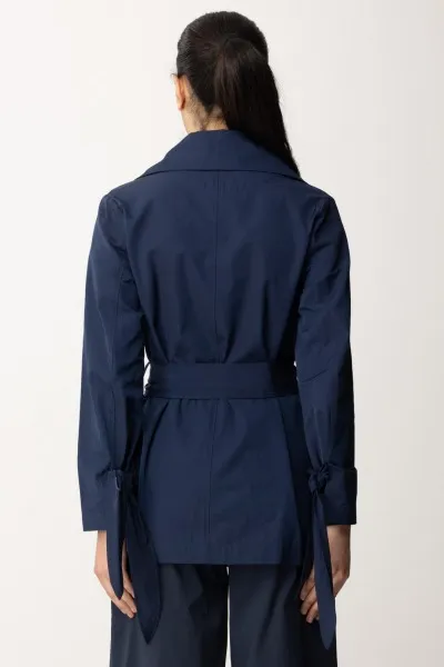 Trench corto con cintura Blu Notte