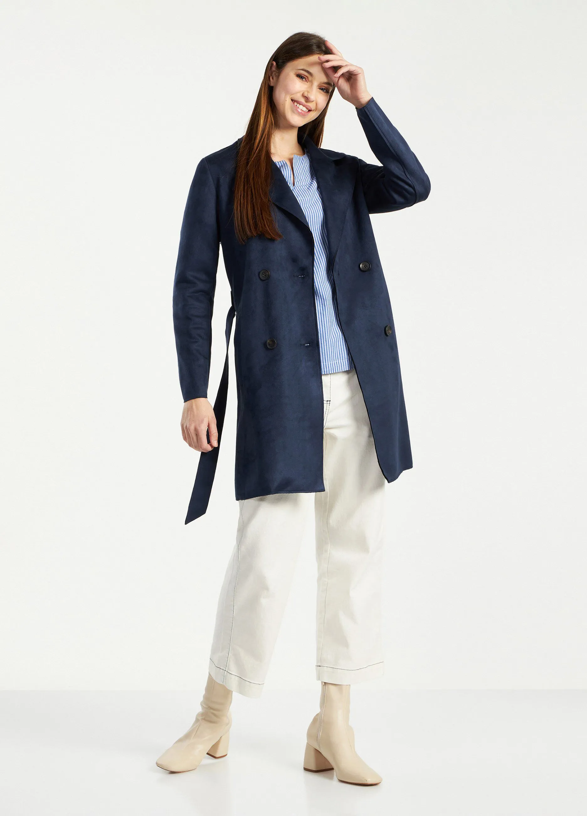 Trench effetto scamosciato donna