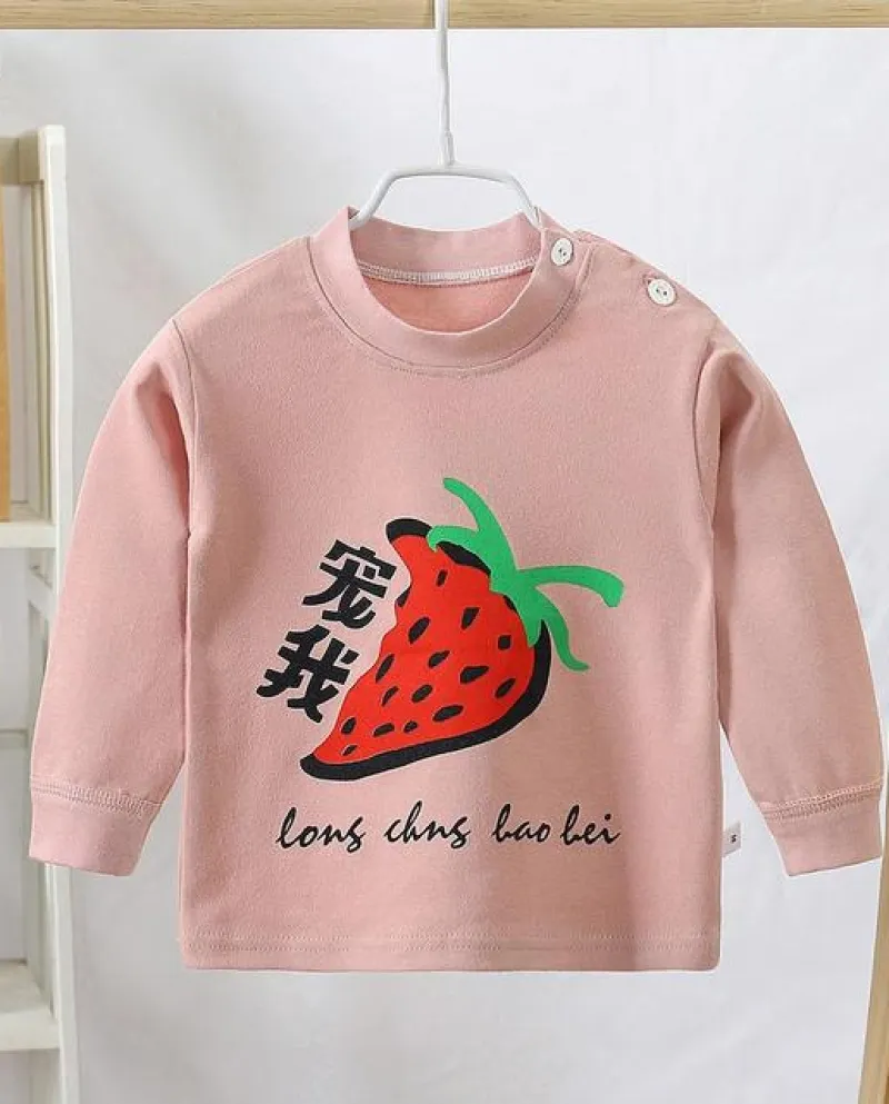 Vestiti per neonati T-shirt in cotone a maniche lunghe per bambini Primavera Aut