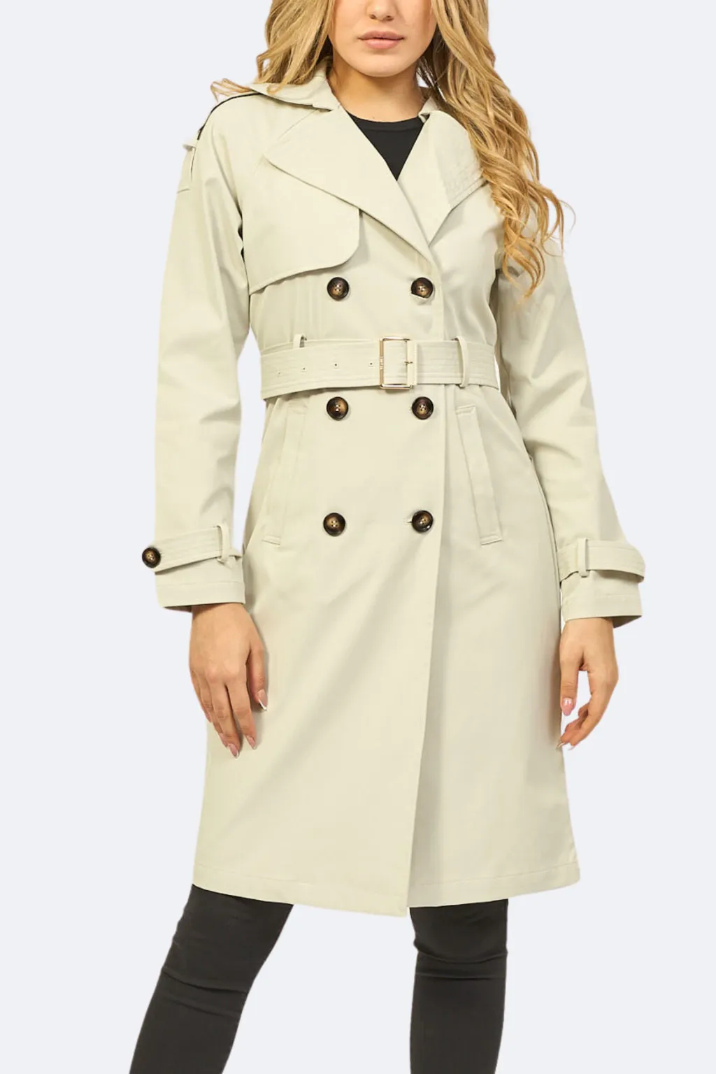 YES-ZEE TRENCH DONNA BEIGE DOPPIOPETTO CON CINTURA O402