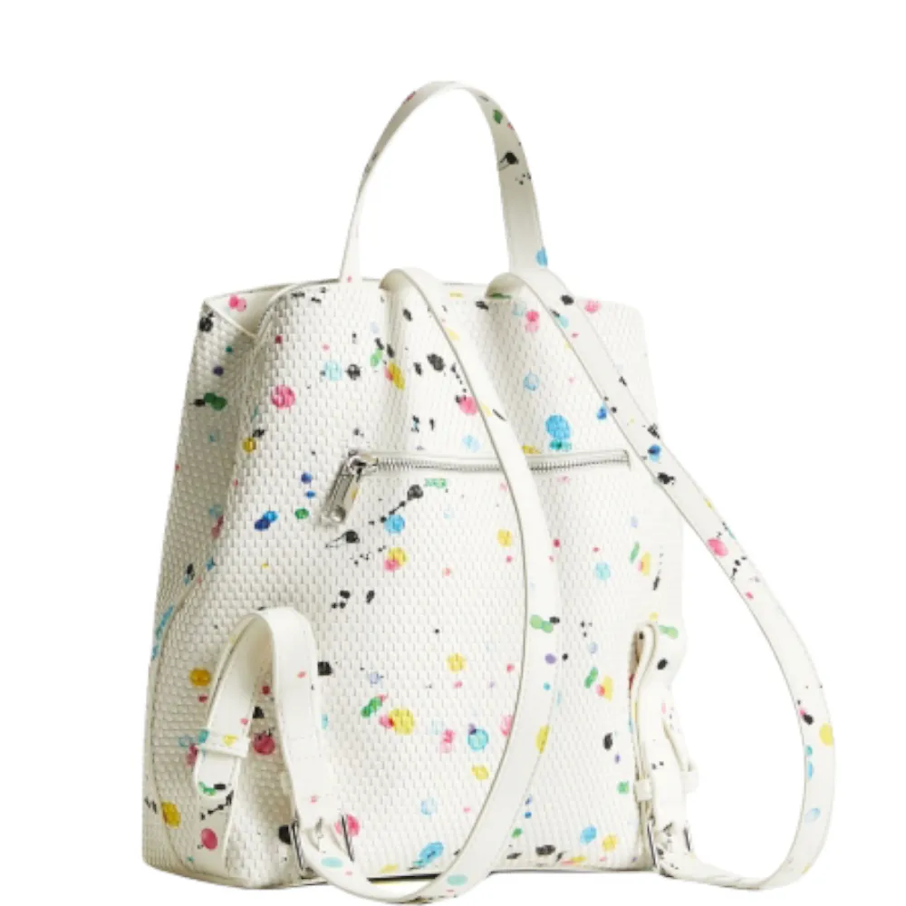 Zaino donna in ecopelle DESIGUAL 22SAKP13 CRUDO BEIGE BACK VINTASPLATTER SU
