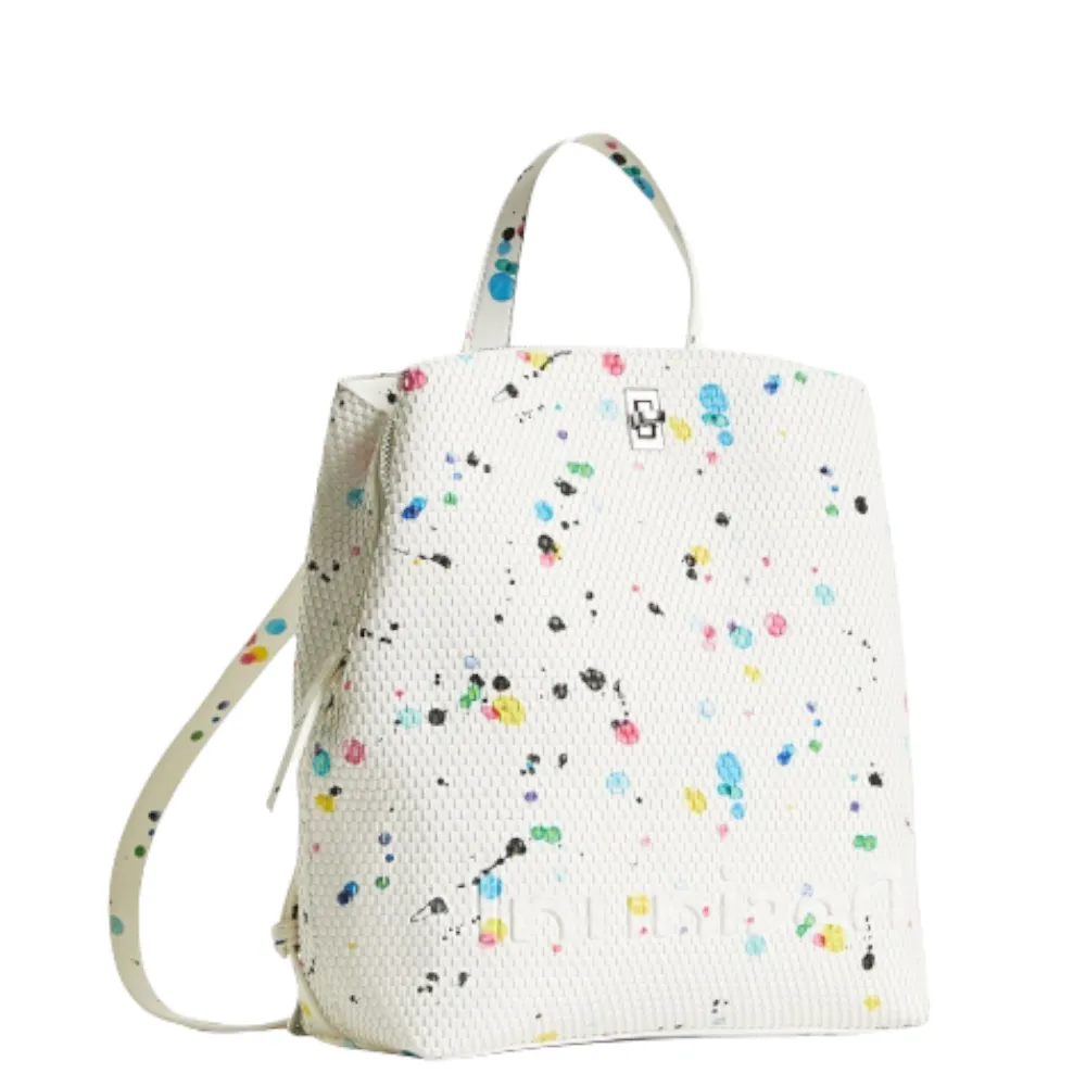 Zaino donna in ecopelle DESIGUAL 22SAKP13 CRUDO BEIGE BACK VINTASPLATTER SU